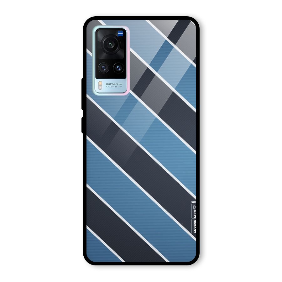 Blue Black Stripes Glass Back Case for Vivo X60