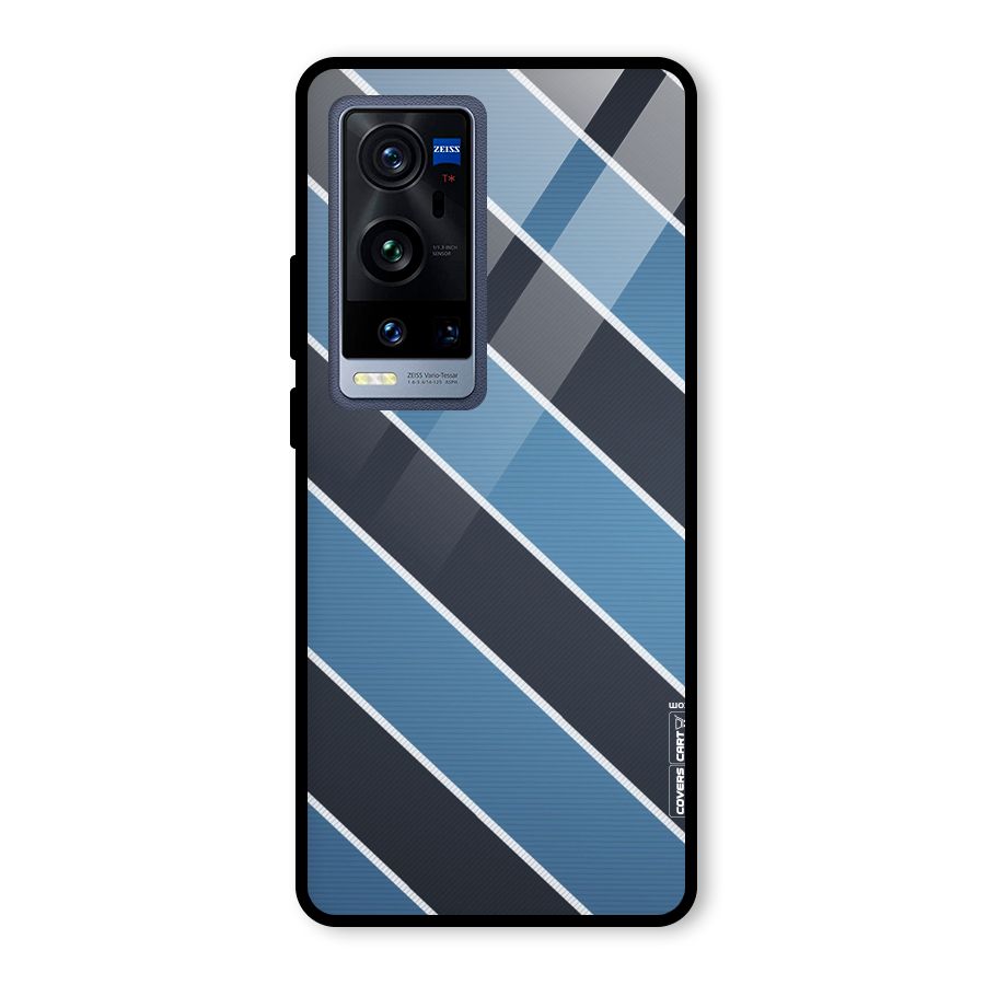 Blue Black Stripes Glass Back Case for Vivo X60 Pro Plus