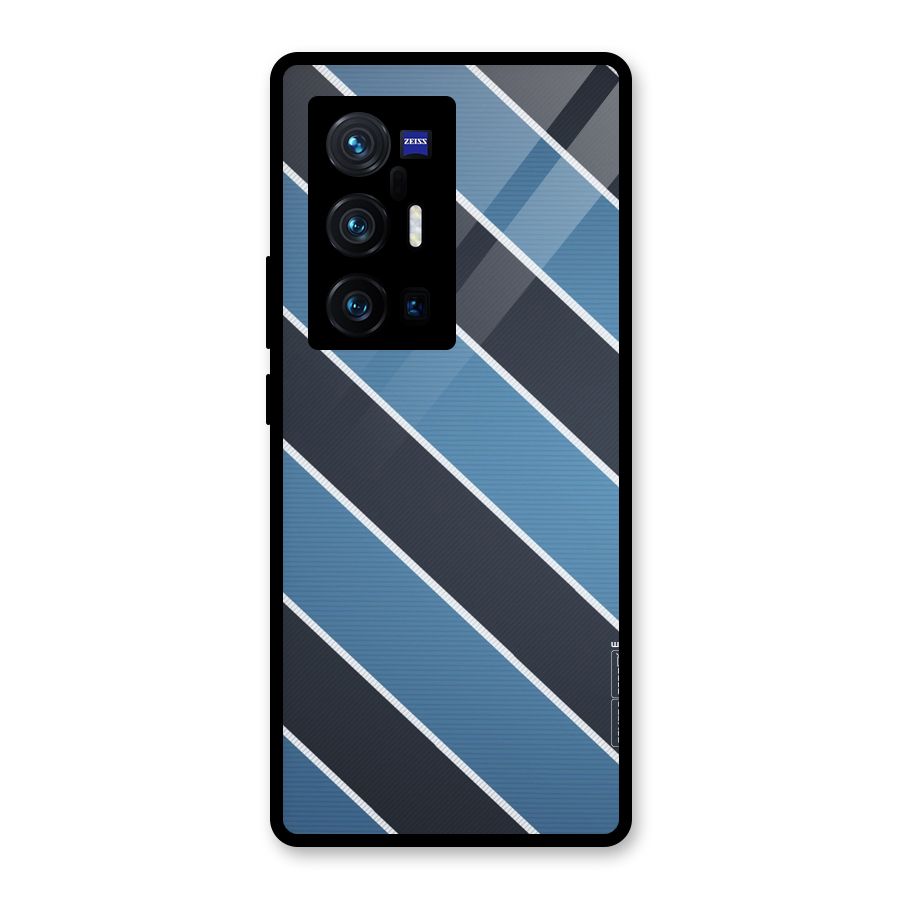 Blue Black Stripes Glass Back Case for Vivo X70 Pro Plus