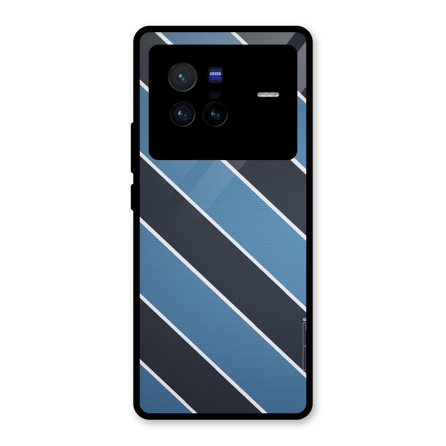 Blue Black Stripes Glass Back Case for Vivo X80