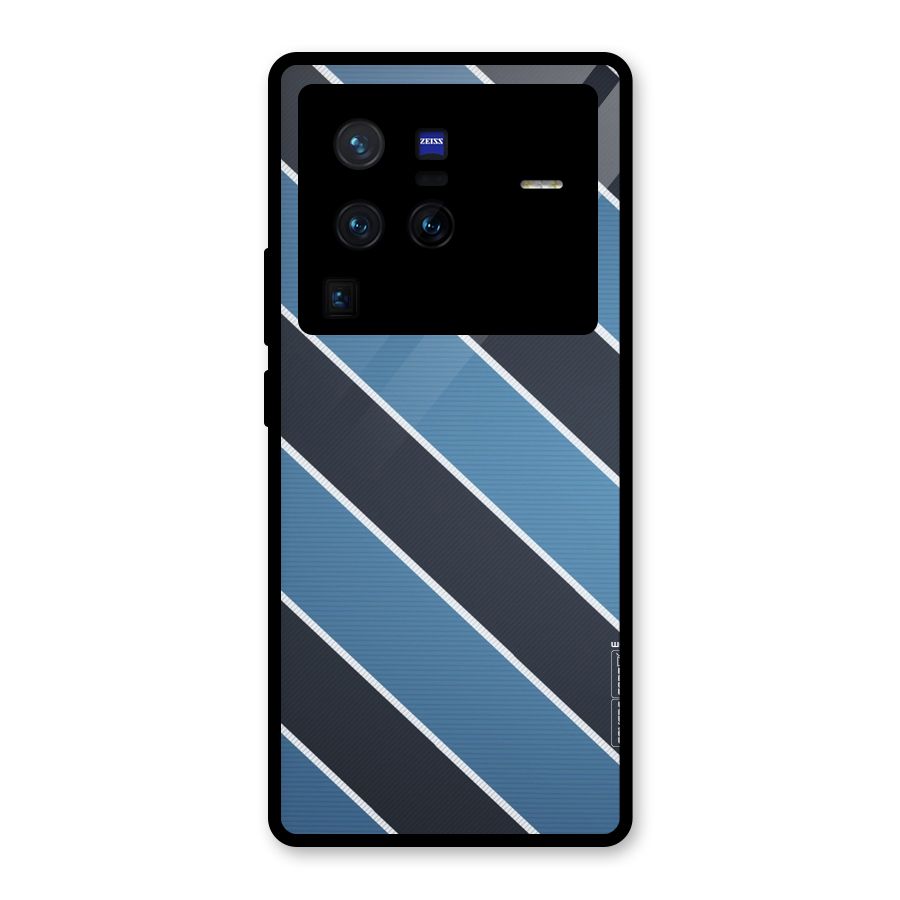 Blue Black Stripes Glass Back Case for Vivo X80 Pro