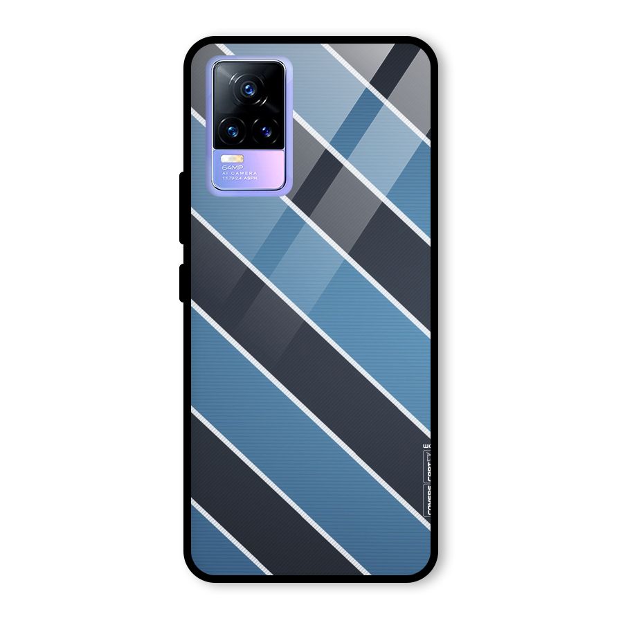Blue Black Stripes Glass Back Case for Vivo Y73