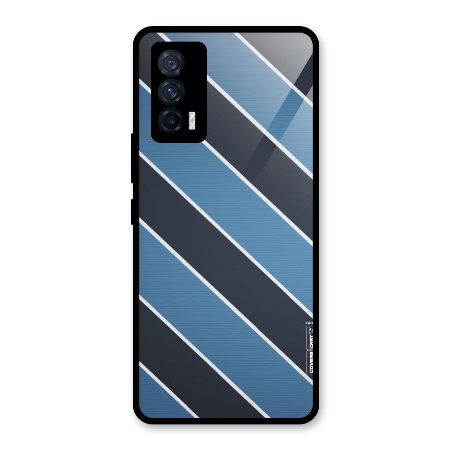 Blue Black Stripes Glass Back Case for Vivo iQOO 7 5G