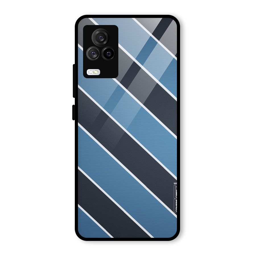 Blue Black Stripes Glass Back Case for Vivo iQOO 7 Legend 5G