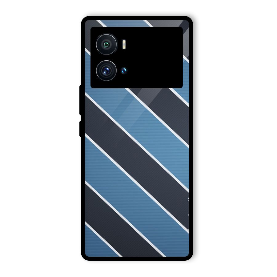 Blue Black Stripes Glass Back Case for Vivo iQOO 9 Pro