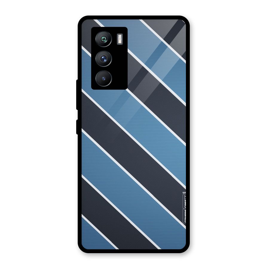 Blue Black Stripes Glass Back Case for Vivo iQOO 9 SE