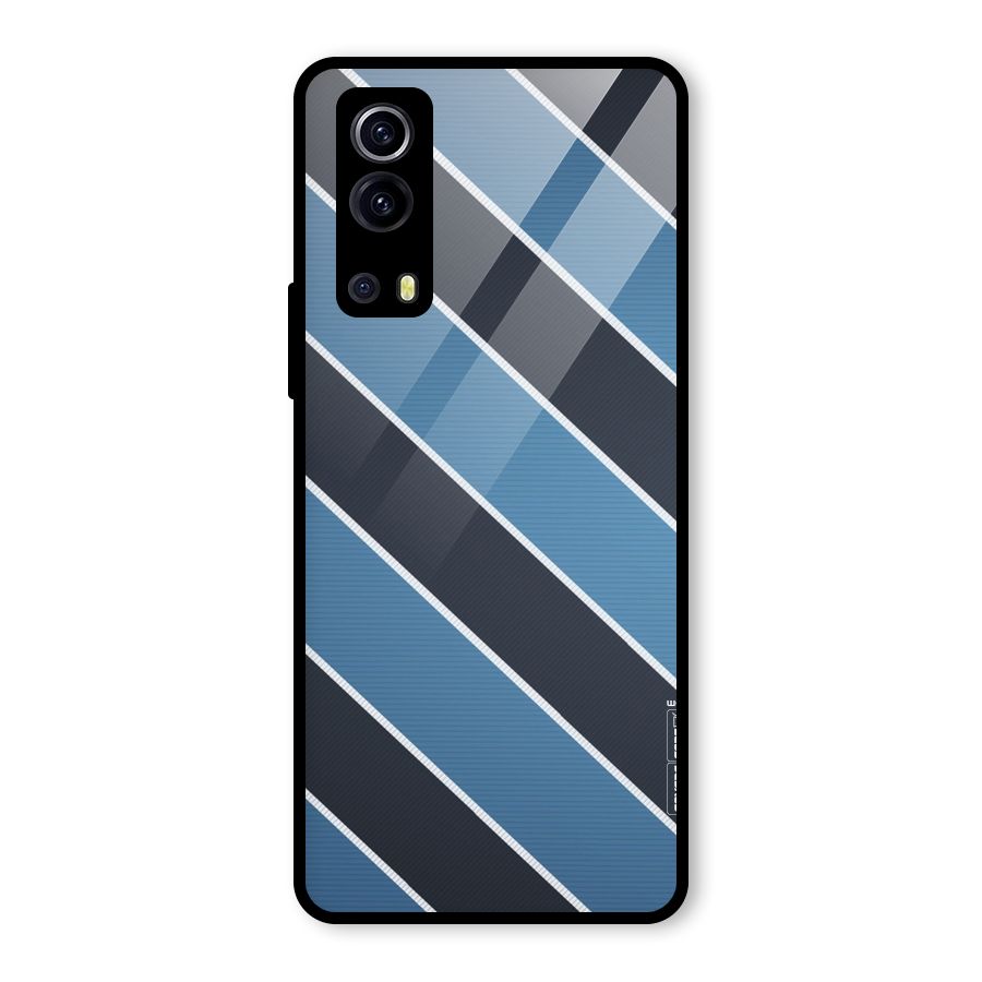 Blue Black Stripes Glass Back Case for Vivo iQOO Z3