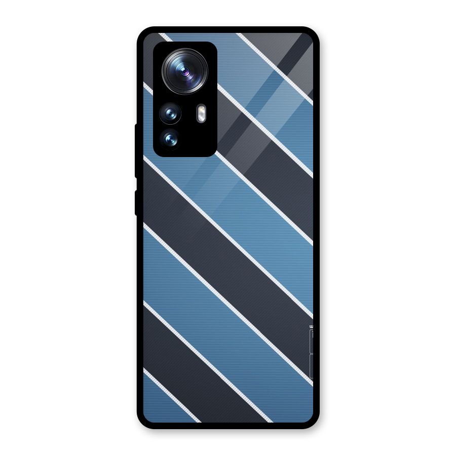 Blue Black Stripes Glass Back Case for Xiaomi 12 Pro