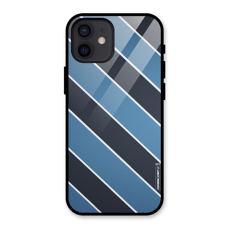 Blue Black Stripes Glass Back Case for iPhone 12