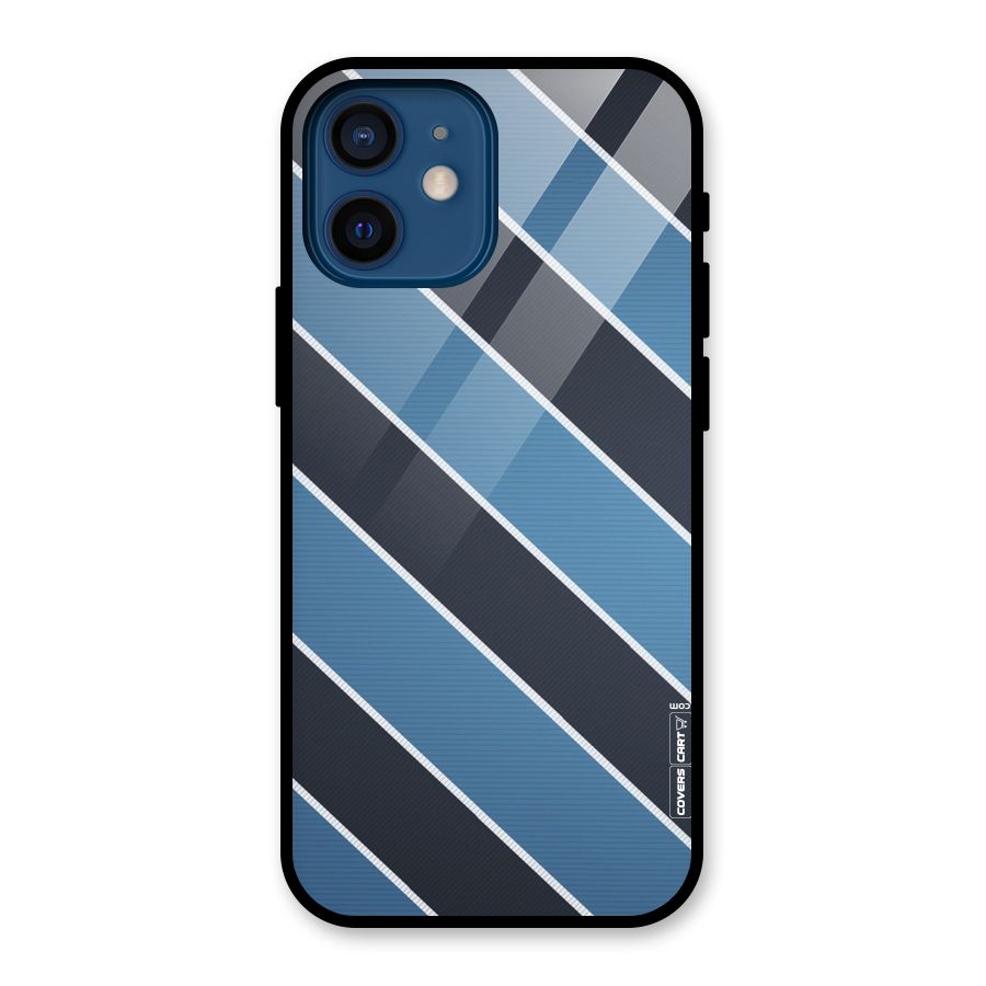 Blue Black Stripes Glass Back Case for iPhone 12 Mini