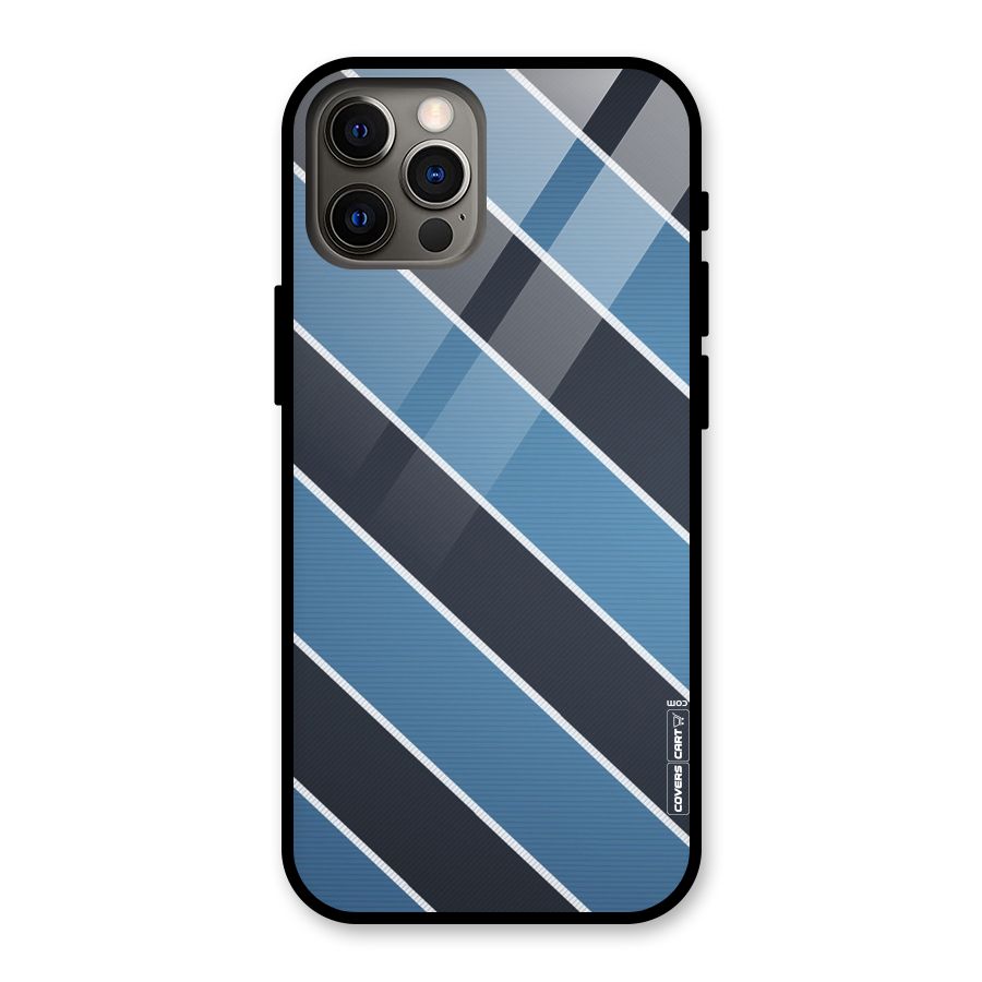 Blue Black Stripes Glass Back Case for iPhone 12 Pro