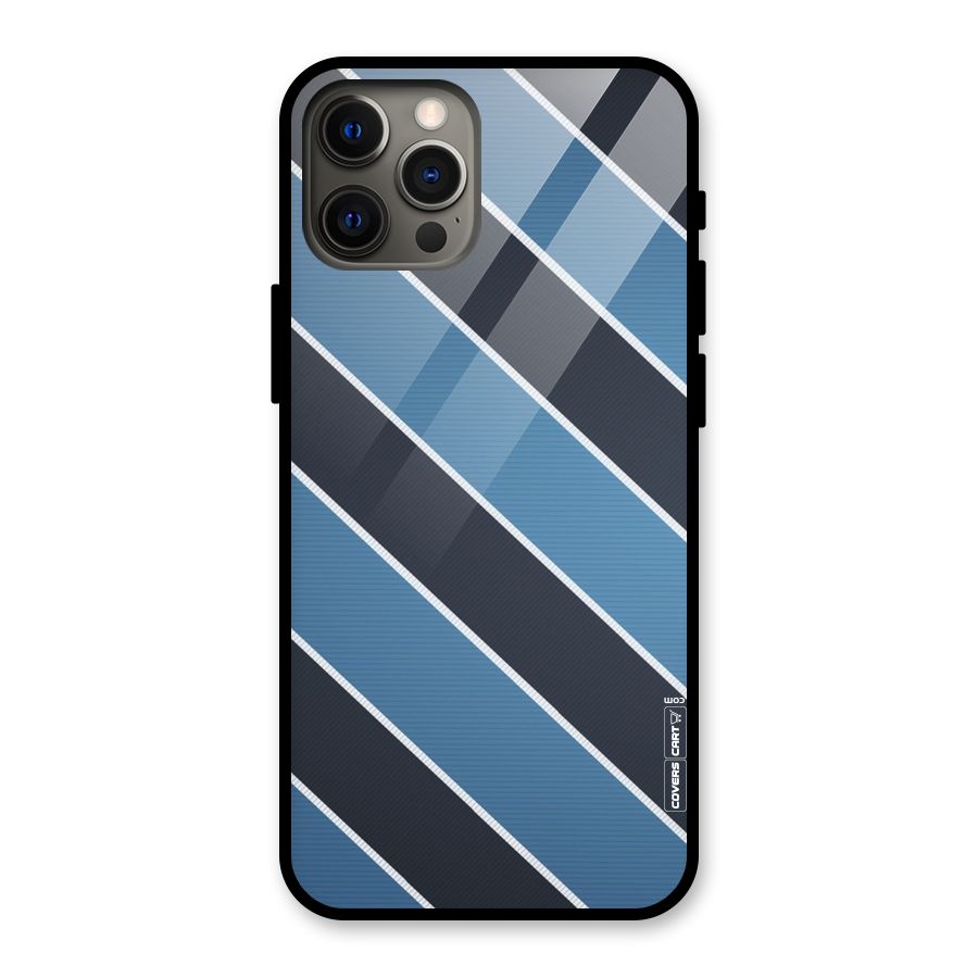Blue Black Stripes Glass Back Case for iPhone 12 Pro Max