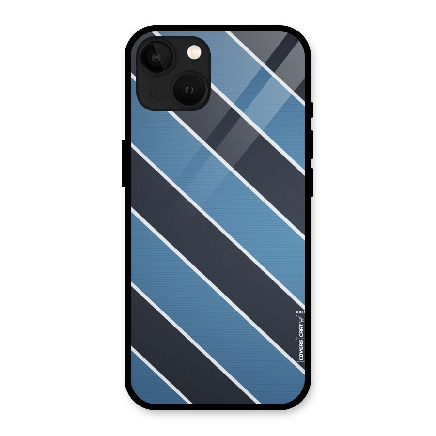 Blue Black Stripes Glass Back Case for iPhone 13