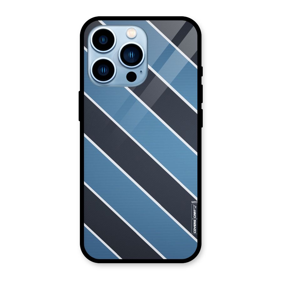 Blue Black Stripes Glass Back Case for iPhone 13 Pro