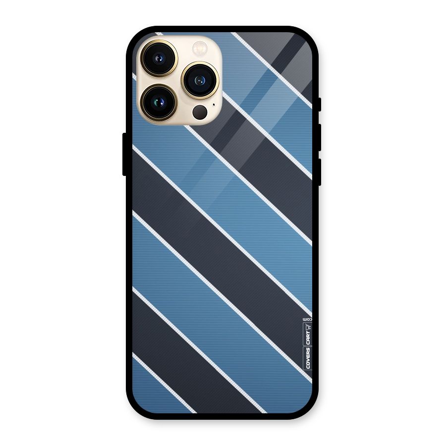 Blue Black Stripes Glass Back Case for iPhone 13 Pro Max