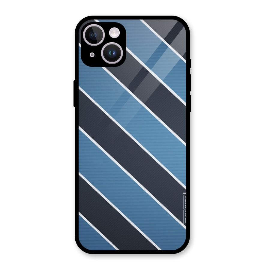 Blue Black Stripes Glass Back Case for iPhone 14 Plus