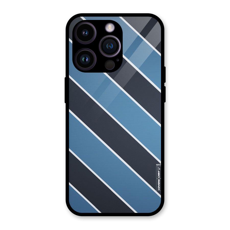 Blue Black Stripes Glass Back Case for iPhone 14 Pro