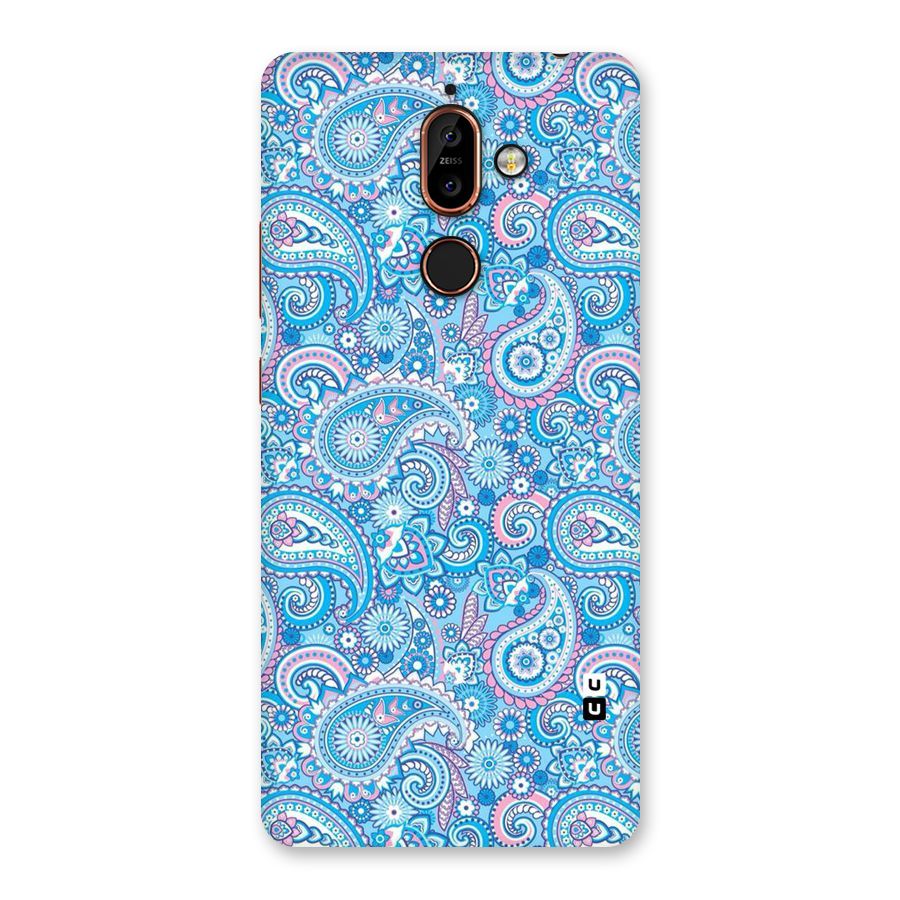 Blue Block Pattern Back Case for Nokia 7 Plus
