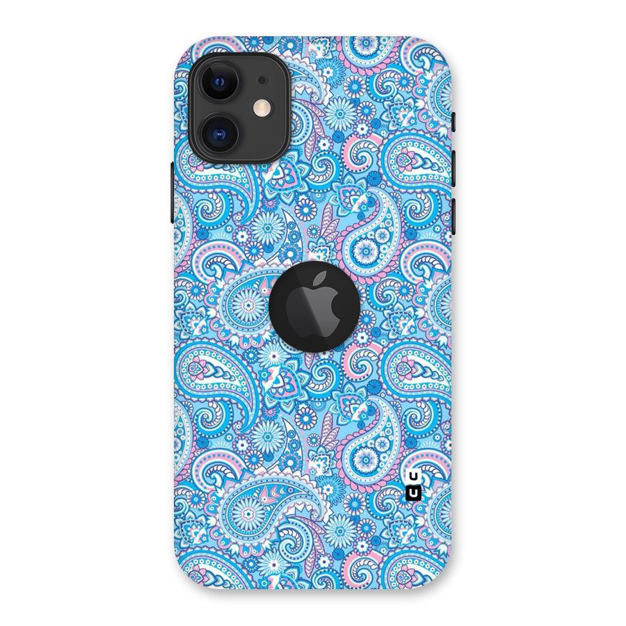 Blue Block Pattern Back Case for iPhone 11 Logo Cut