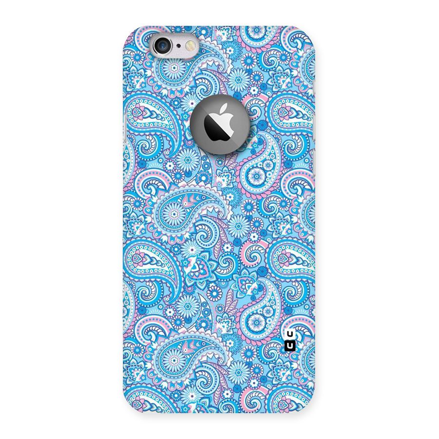 Blue Block Pattern Back Case for iPhone 6 Logo Cut