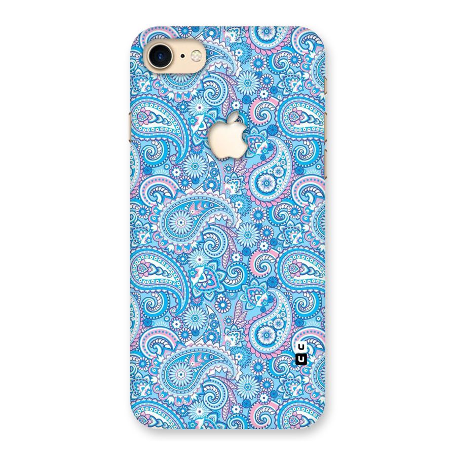 Blue Block Pattern Back Case for iPhone 7 Apple Cut