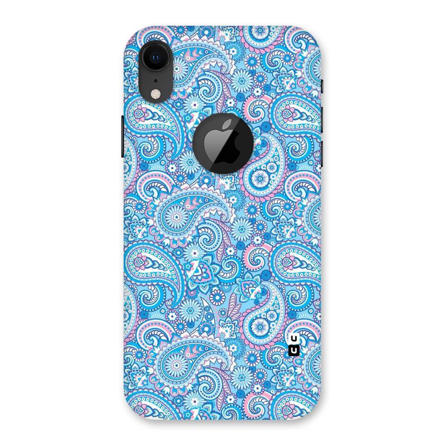 Blue Block Pattern Back Case for iPhone XR Logo Cut