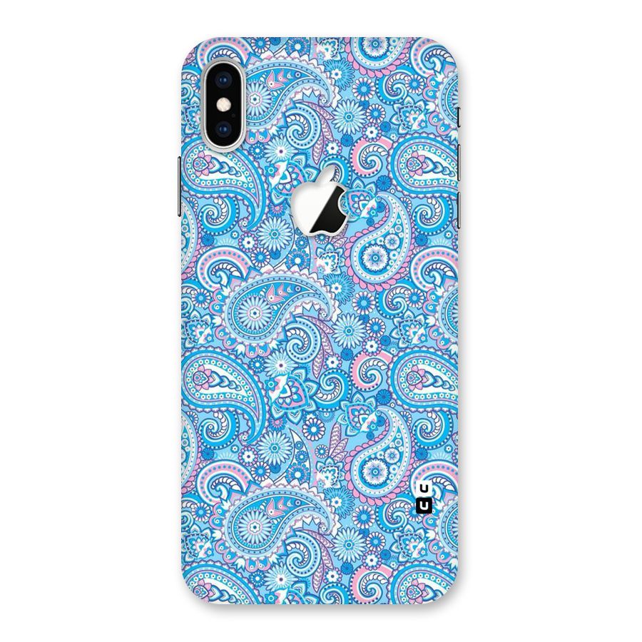 Blue Block Pattern Back Case for iPhone XS Max Apple Cut