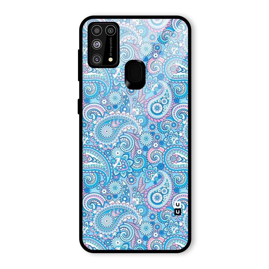 Blue Block Pattern Glass Back Case for Galaxy F41