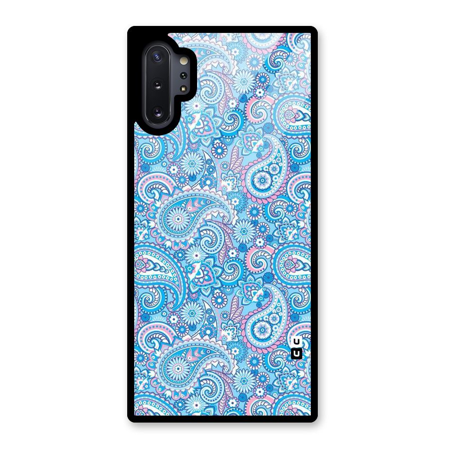 Blue Block Pattern Glass Back Case for Galaxy Note 10 Plus