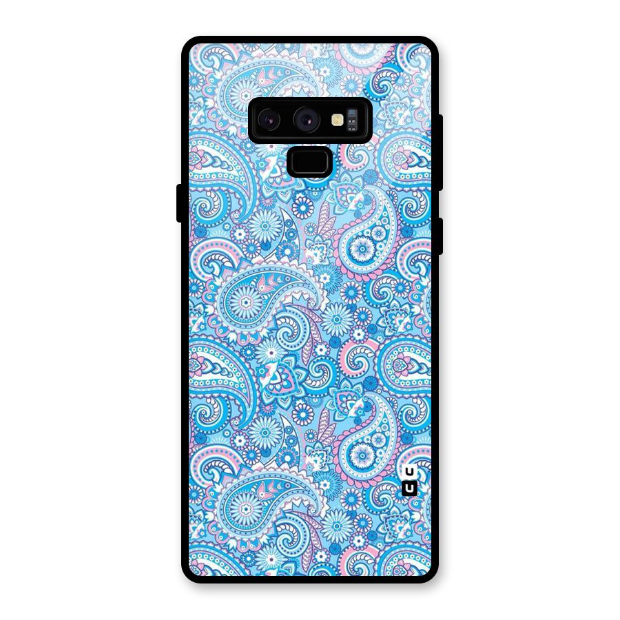 Blue Block Pattern Glass Back Case for Galaxy Note 9