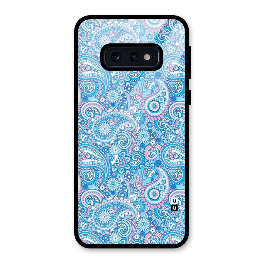 Blue Block Pattern Glass Back Case for Galaxy S10e