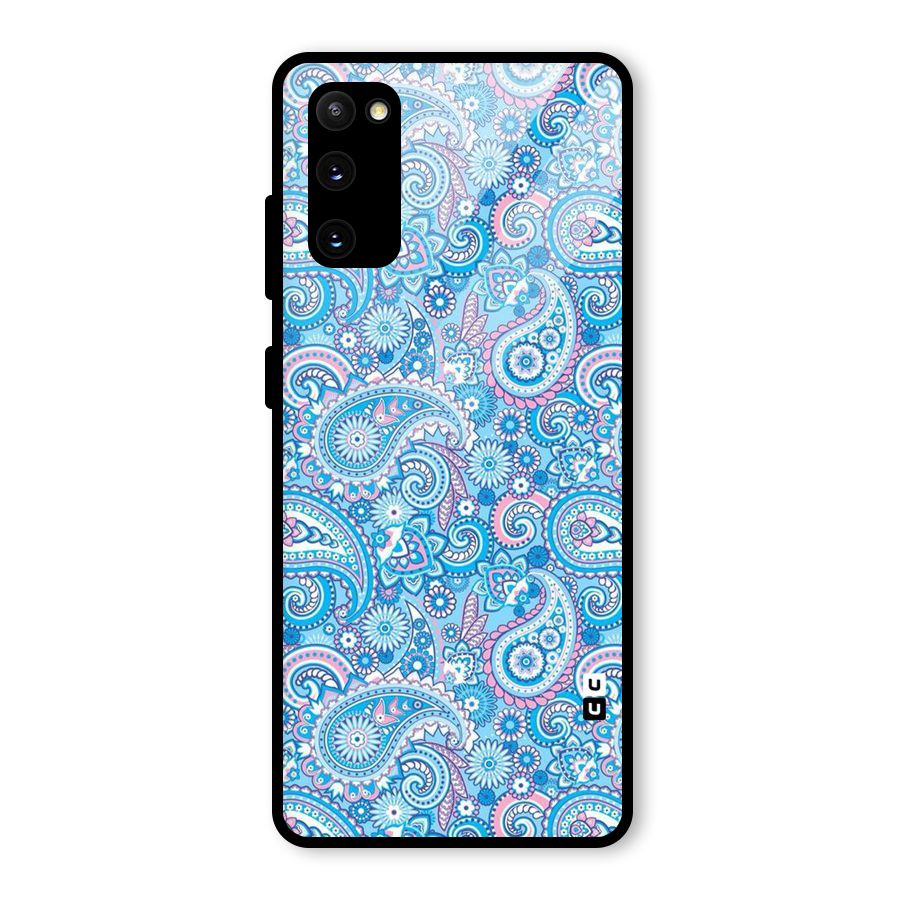 Blue Block Pattern Glass Back Case for Galaxy S20 FE 5G
