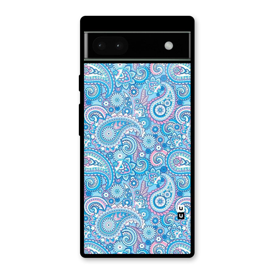 Blue Block Pattern Glass Back Case for Google Pixel 6a