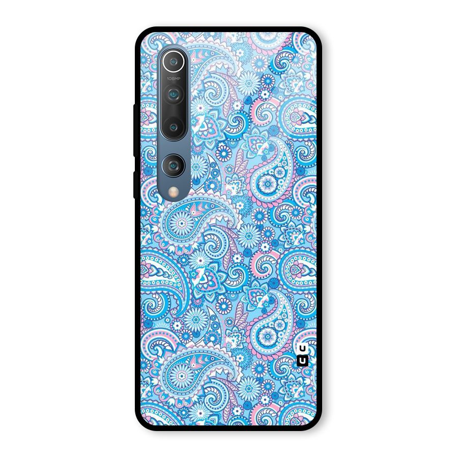 Blue Block Pattern Glass Back Case for Mi 10