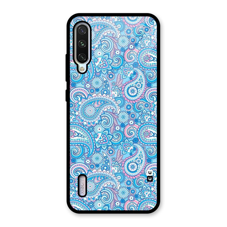 Blue Block Pattern Glass Back Case for Mi A3