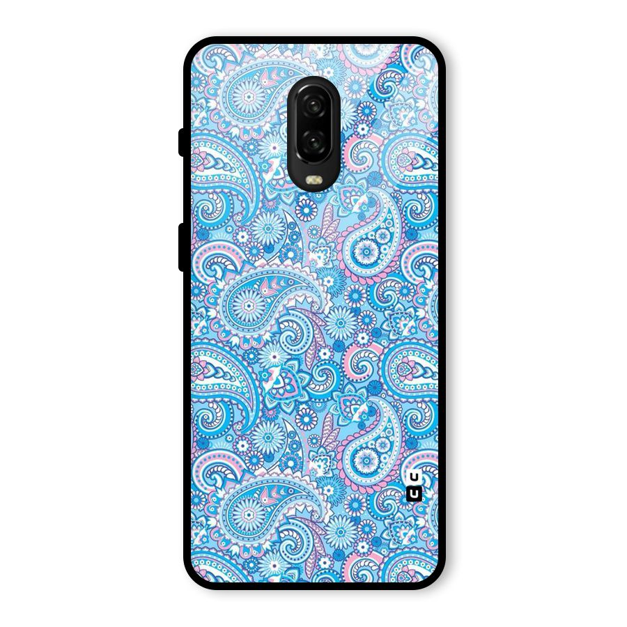 Blue Block Pattern Glass Back Case for OnePlus 6T