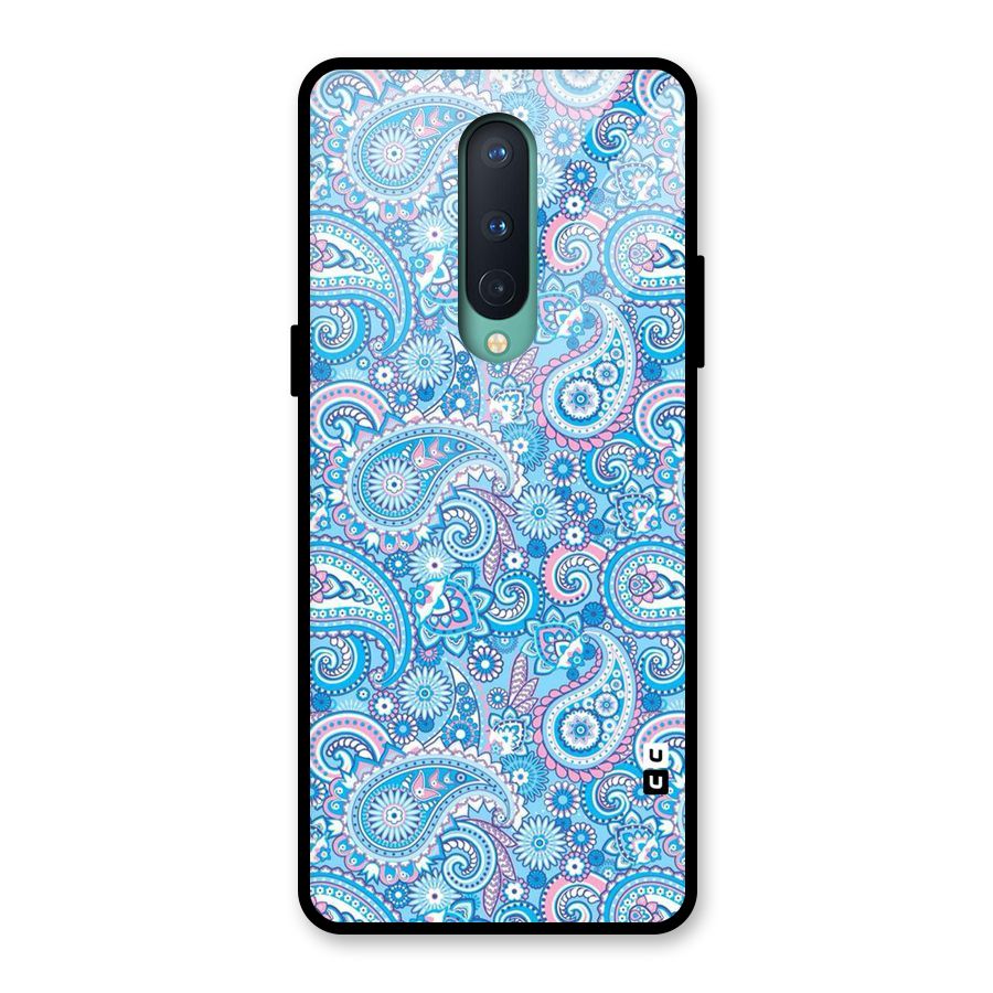 Blue Block Pattern Glass Back Case for OnePlus 8