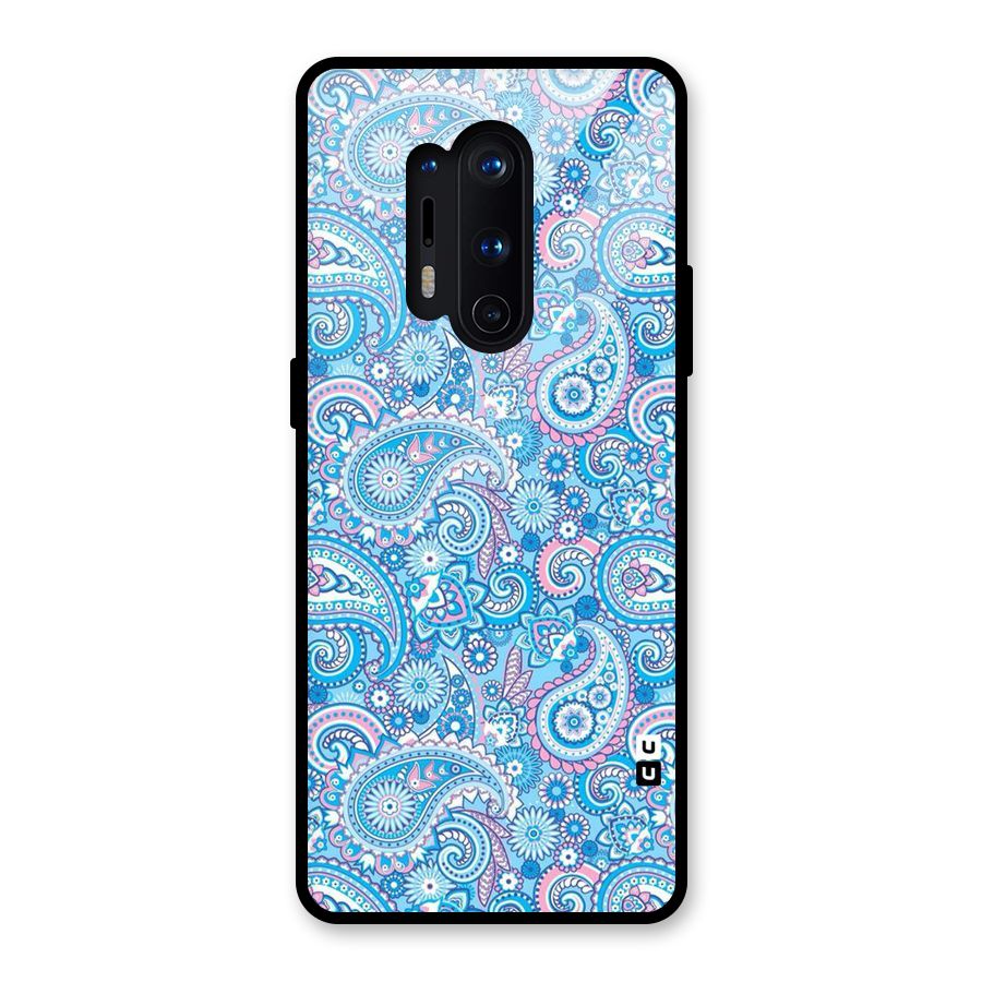 Blue Block Pattern Glass Back Case for OnePlus 8 Pro