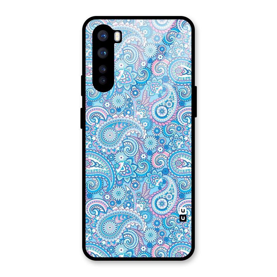 Blue Block Pattern Glass Back Case for OnePlus Nord