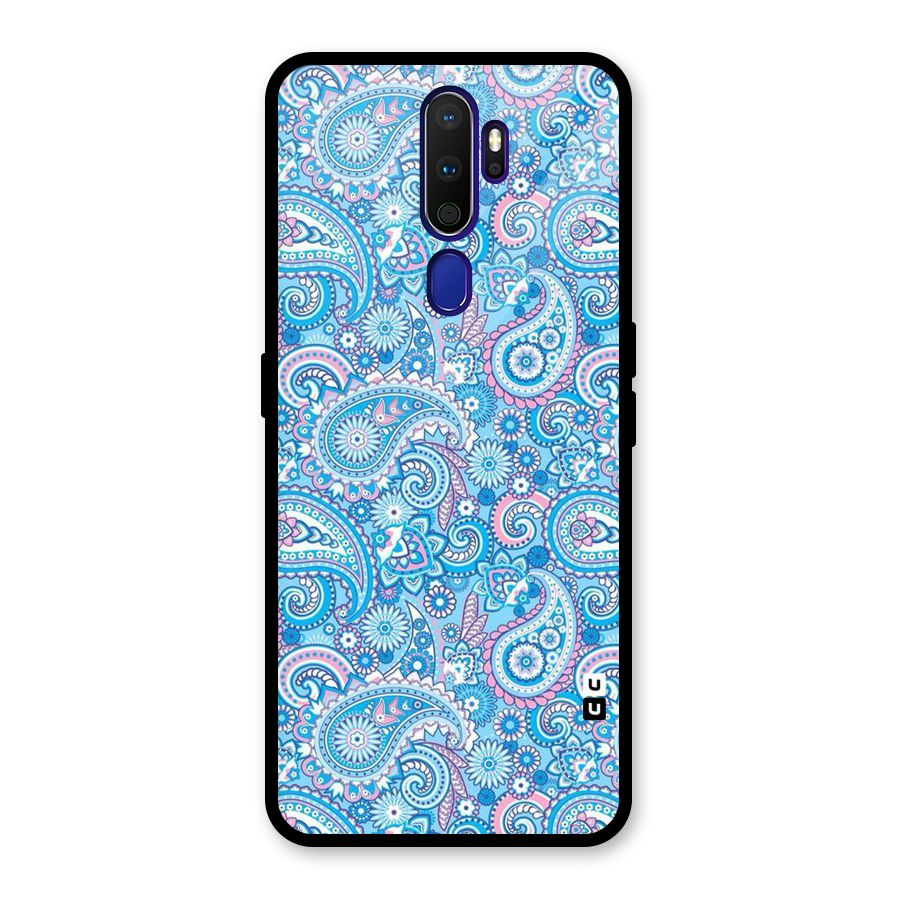 Blue Block Pattern Glass Back Case for Oppo A9 (2020)