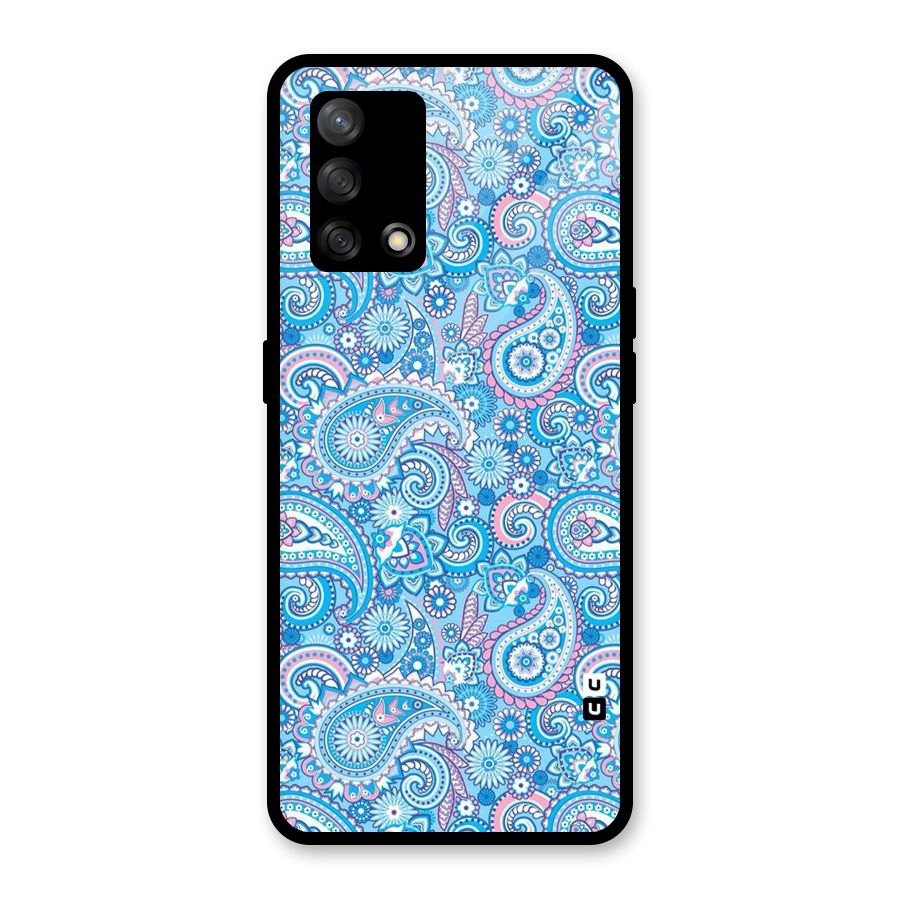 Blue Block Pattern Glass Back Case for Oppo F19