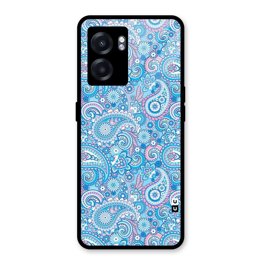 Blue Block Pattern Glass Back Case for Oppo K10 (5G)