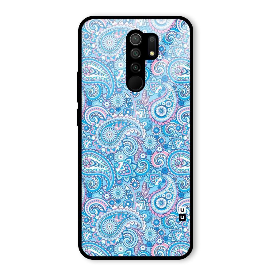 Blue Block Pattern Glass Back Case for Poco M2