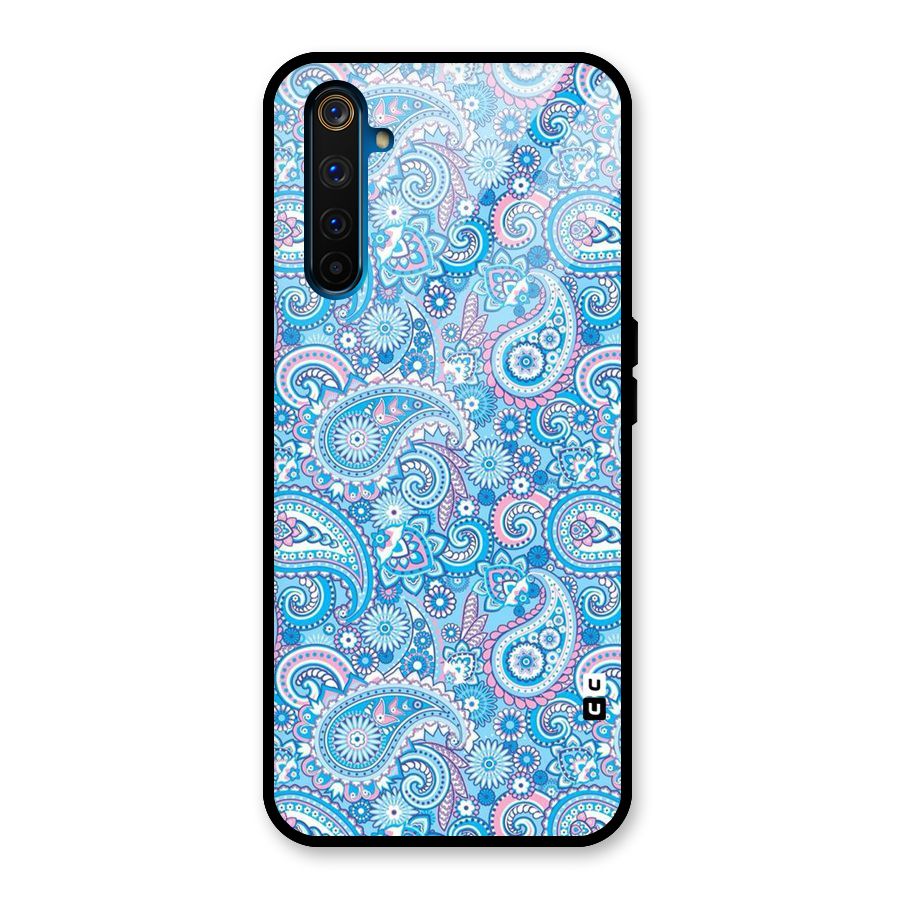 Blue Block Pattern Glass Back Case for Realme 6 Pro