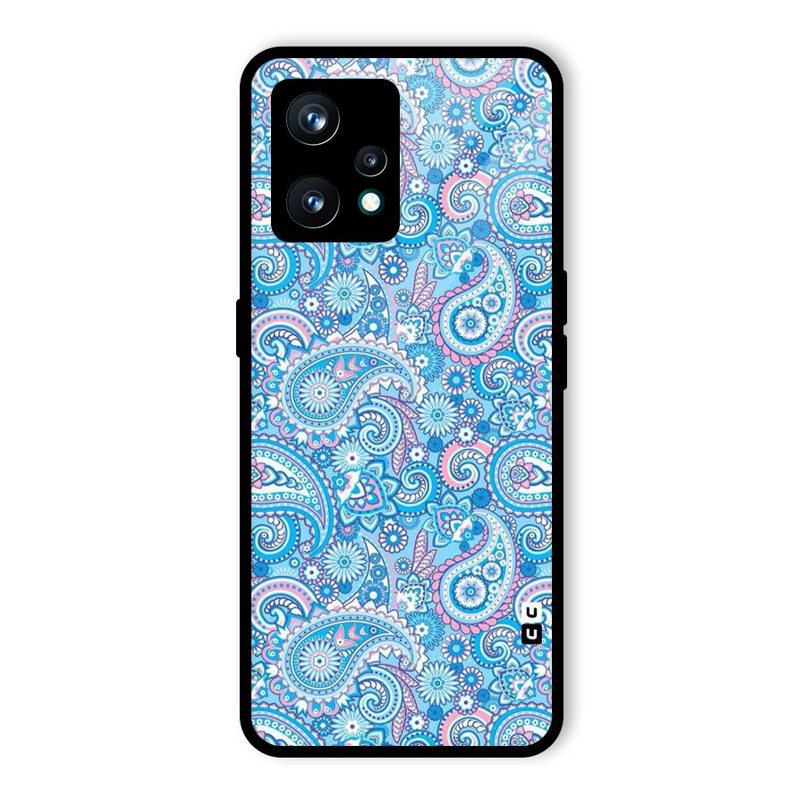 Blue Block Pattern Glass Back Case for Realme 9 Pro Plus 5G