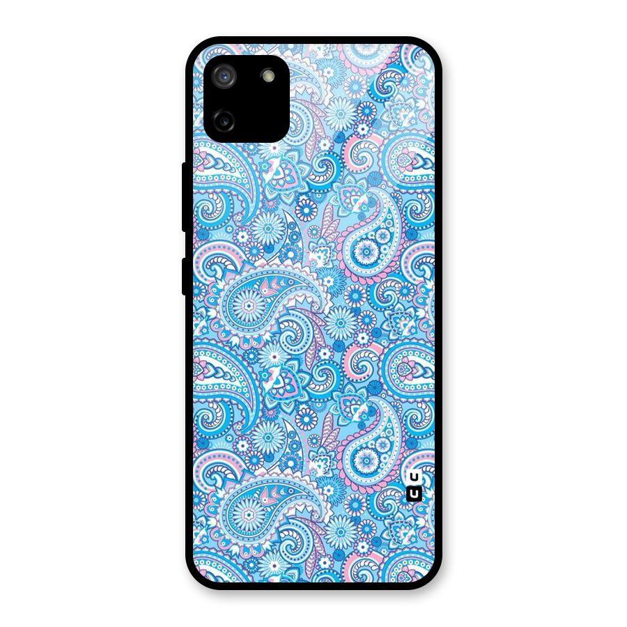 Blue Block Pattern Glass Back Case for Realme C11