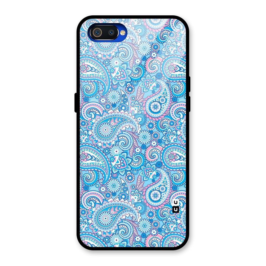Blue Block Pattern Glass Back Case for Realme C2