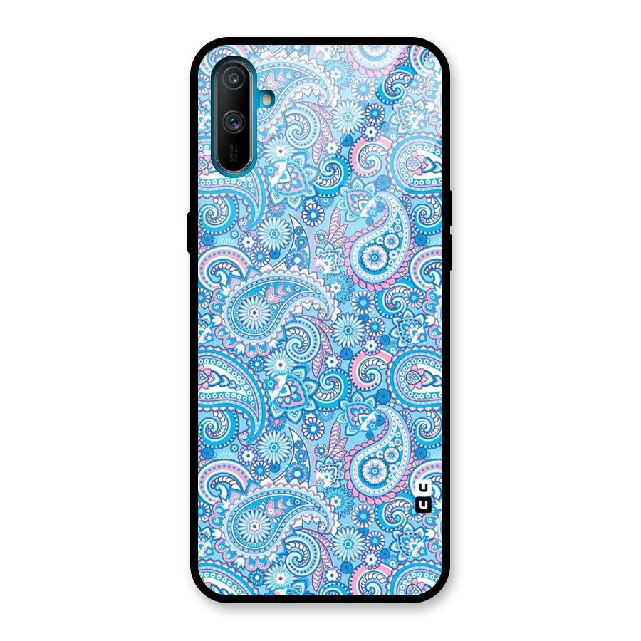 Blue Block Pattern Glass Back Case for Realme C3