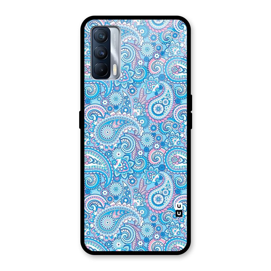 Blue Block Pattern Glass Back Case for Realme X7