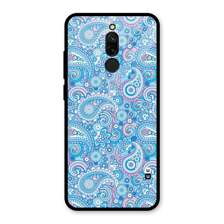 Blue Block Pattern Glass Back Case for Redmi 8